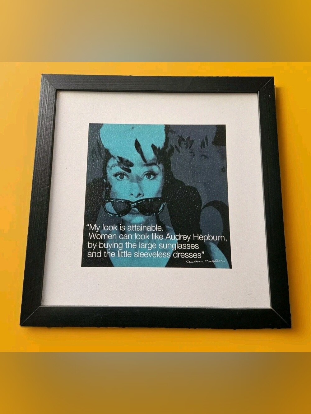 Framed Audrey Hepburn Quote Canvas Art Print in Teal & Black 18×18 Home Decor